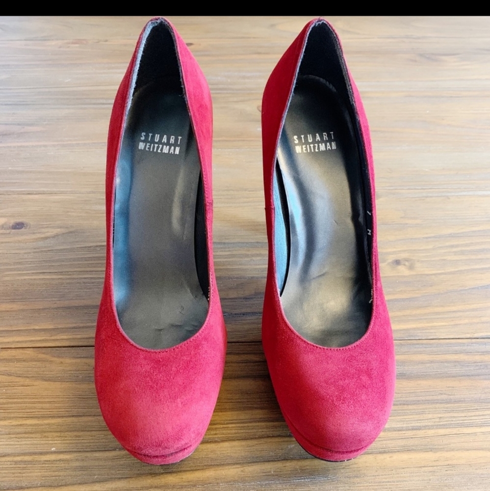 STUART WEITZMAN Burgundy Suede Platform Pumps - Picture 4 of 8